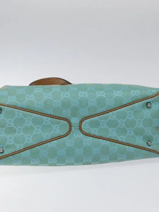 GUCCI GG Canvas Tote Bag Turquoise Blue 113017 Auth 115077 - Picture 6 of 16